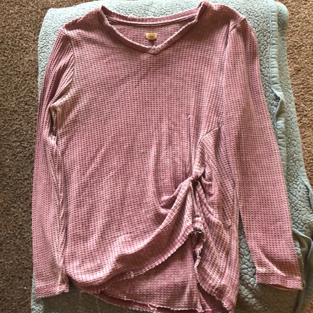 Long sleeve waffle shirt